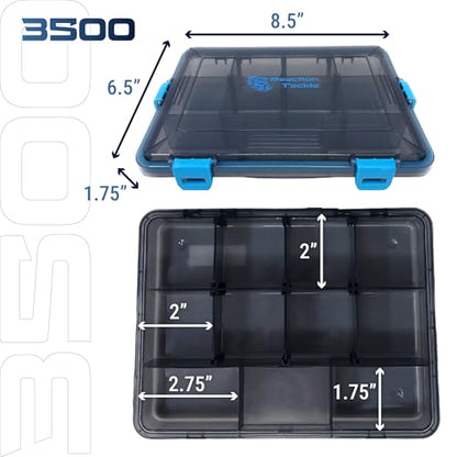 Reaction Tackle Standard Tackle Trays, Plastic Tackle Box Organizers with Four Secure Latches, Removable Dividers and Semi Transparent Lid for Fishing Storage - 3500 (4-Pack) - size: 3500 (4-Pack)