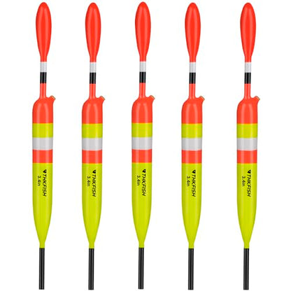 THKFISH Fishing Bobbers Fishing Floats and Bobbers Slip Bobbers for Fishing Balsa Floats Crappie Fishing Bobbers 1/6oz(3.47"X0.47"X6.73") 3/8oz(3.84"X0.6"X 7.2") 1/2oz(4.13"X0.75"X7.87") - color: Yellow-3.4IN