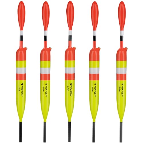 THKFISH Fishing Bobbers Fishing Floats and Bobbers Slip Bobbers for Fishing Balsa Floats Crappie Fishing Bobbers 1/6oz(3.47"X0.47"X6.73") 3/8oz(3.84"X0.6"X 7.2") 1/2oz(4.13"X0.75"X7.87") - color: Yellow-3.4IN