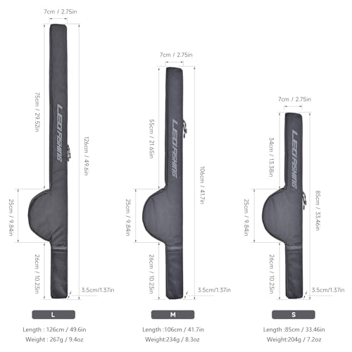 LEOFISHING Portable Fishing Rod Case Folding Fishing Pole Bag Fishing Pole Tackle Protective Cover Case Fishing Spinning Rod Bag Special Design for Fishing Poles with Reels 3 Size (Medium) - size: Medium-106cm/41.7in