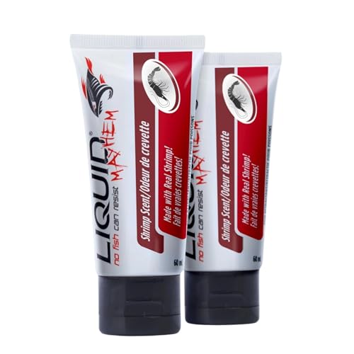 Liquid Mayhem Shrimp Fish Attractant Gel 60 ml / 2 oz · 60 Uses – Real Anchovy Bait & Aminos | UV-Enhanced Long-Lasting Gel – All Lure Types - size: 2-Pack