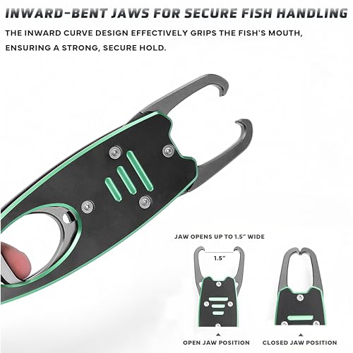 Fish Lip Gripper with Scale, 40LB/18KG Loading Capacity Aluminum Alloy Fish Scale Fish Lip Grabber Fishing Gear and Equipment Fishing Accessories Fishing Gifts for Men (Blue-Black)