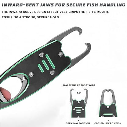 Fish Lip Gripper with Scale, 40LB/18KG Loading Capacity Aluminum Alloy Fish Scale Fish Lip Grabber Fishing Gear and Equipment Fishing Accessories Fishing Gifts for Men (Blue-Black)