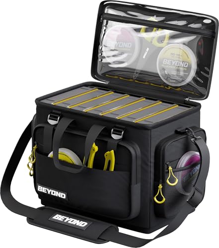 Beyond Fishing Hauler Tackle Bags - Water Resistant With Hard Molded Bottom - Perfect for Fresh Water & Salt Water Fishing Tackle Storage - Holds Tackle Boxes and Fishing Gear - size: Medium
