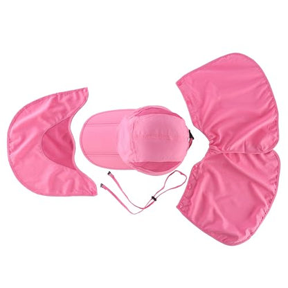 Connectyle Men's Foldable Baseball Sun Cap with Removable Face Mask Neck Flap Cover UPF 50+ Sun Protection Fishing Hiking Hat - color: Rose