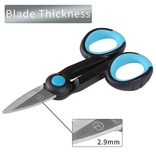 BXIO Fishing Scissors with Fishing Lanyard and Nylon Sheath, Braided Line Tools, Heavy Duty Anti-Slip Fiber Cable Cutter, Stainless Steel Fishing Pliers Scissors with Grinding Hook Tool - color: Black Blue