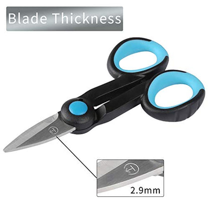 BXIO Fishing Scissors with Fishing Lanyard and Nylon Sheath, Braided Line Tools, Heavy Duty Anti-Slip Fiber Cable Cutter, Stainless Steel Fishing Pliers Scissors with Grinding Hook Tool - color: Black Blue