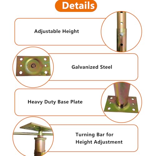 2 Pack 59" - 100" Adjustable House Floor Wall Jack Post Pole Rod Fit for Leveling Framing Basement Crawlspace Beam Roof Stair Ceiling - size: 59-100 inch