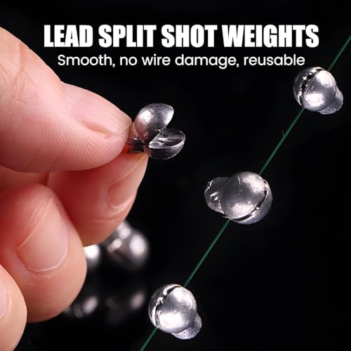 YOTO Removable Split Shot Fishing Weights Sinkers Kit, Reusable Duckbill Open Mouth Lead Sinker, Soft Fishing Sinkers & Weights for Freshwater Bass Trout - color: Sinker+Pliers
