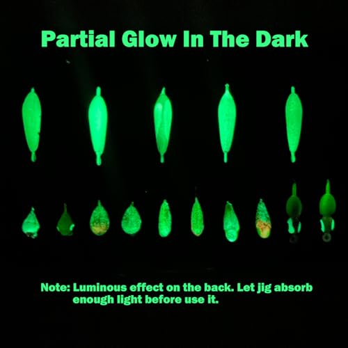 Ice Fishing Jigs Set Ice Fishing Lures Glow in Dark Fishing Jig Heads for Crappie Panfish Walleye Perch Bluegill Pike Ice Fishing 15pcs/16pcs