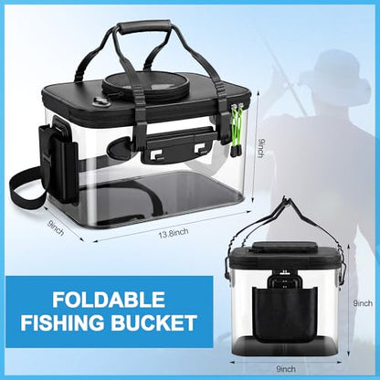 Shappy Foldable Fishing Bucket - 4 Gallon Lid Container Set with Air Pump, Multifunctional Live Bait Bucket with Aeration Hole for Outdoor Fishing & Moving, Battery Not Included