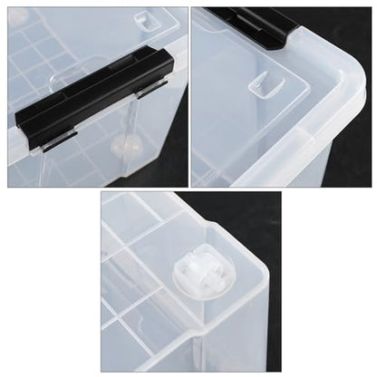 4 Pack 50 Quart Clear Plastic Storage Bins with Lids and Wheels, Large Stackable Latching Container Boxes for Clothes, Bedding, Garage Organization - size: 50 Quart