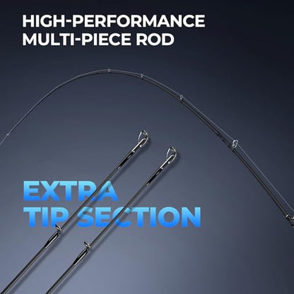 KastKing Spartacus Passage Travel Fishing Rods, Portable 4-Piece Spinning & Casting Rods, Extra Twin-Tip, IM7 Graphite Blanks, Stainless Steel Guides with Zirconium Oxide Rings, EVA Handle - size: 7'6"-MH-Fast(4 Pcs+ Extra Tip), style: Casting