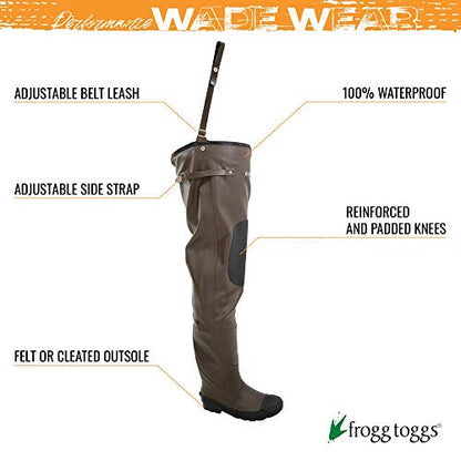 FROGG TOGGS Men's Classic 2 Hip Waterproof Fishing Wading Boot for Fishing in Felt or Cleated