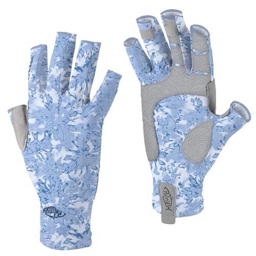 Palmyth UV Protection Fishing Fingerless Gloves UPF50+ Sun Gloves Men Women for Kayaking, Hiking, Paddling, Driving, Canoeing, Rowing - color: Ice Blue, size: Small
