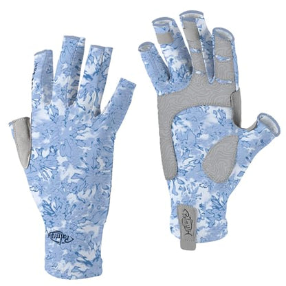 Palmyth UV Protection Fishing Fingerless Gloves UPF50+ Sun Gloves Men Women for Kayaking, Hiking, Paddling, Driving, Canoeing, Rowing - color: Ice Blue, size: Small