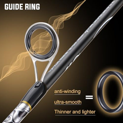 Sougayilang Reel and Fishing Rod Combo, Fiberglass Fishing Pole with Durable P-Cork Rod Handle, Lightweight Graphite Frame - size: 7'6" MH- Fast with 2000 Reel