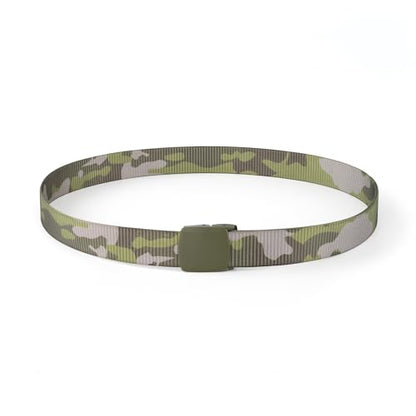 Mile High Life | Nylon Web Belt | Outdoor Military Belt | TSA Safe Buckle Plastic/Metal - color: Camo Green