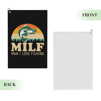 Fishing Microfiber Golf Towel, 16x24 Waffle Pattern with Carabiner Clip, Tri-Fold Large Golf Ball Towels, Golf Bag Accessories for Men Women, Golf Gift