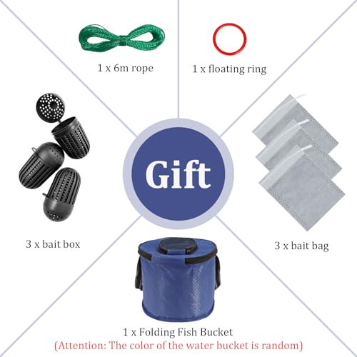 Minnow Trap 27in*10in” with Foldable Fishing Net & Collapsible Fish Bucket - Crab, Crawfish, Shrimp Trap for Freshwater Saltwater Fishing