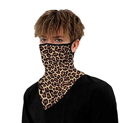 YAYOUREL Neck Gaiter Face Mask Bandanas for Men Women UV Face Scarf Cover Ear Loop Hole Facemask for Fishing Running Cycling - color: Brown Black