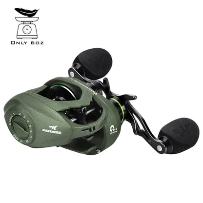 KastKing Spartacus II Baitcasting Fishing Reel, 6oz Ultralight Baitcaster Reel, Super Smooth with 17.6 LB Carbon Fiber Drag, 7.2:1 Gear Ratio, 39mm Palm Perfect Lower Profile Design - color: A:Right-Stryker Green-7.2:1