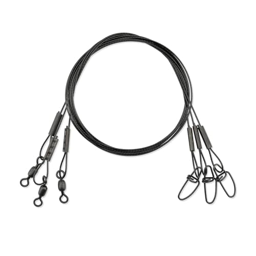 AFW Surflon Fishing Leaders – Black Nylon Coated Stainless Steel Wire, Swivel & Snap, 3 Pack, Variety Pack – Strong Leader Line for Catfishing & Toothy Game Fish - size: 45 lb, style: 24 Inch