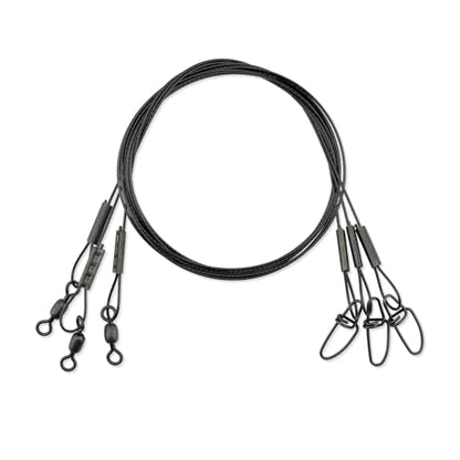 AFW Surflon Fishing Leaders – Black Nylon Coated Stainless Steel Wire, Swivel & Snap, 3 Pack, Variety Pack – Strong Leader Line for Catfishing & Toothy Game Fish - size: 45 lb, style: 24 Inch