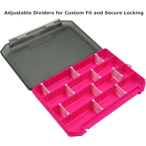 2-Pack Fishing Tackle Boxes,Small Tackle Trays with Adjustable Dividers for Hooks, Weights, Swivels, Hard Lures (Pink) - color: 2 Pack Pink(Size: 8" L x 5.5" W x 1" H)