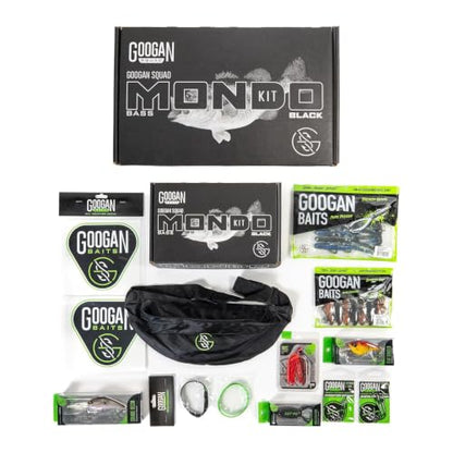 Googan Squad Mondo Kit Bass Fishing Lure Sets for Largemouth & Smallmouth Bass – Includes Premium Tackle & Mystery Box Essentials - color: Black Series