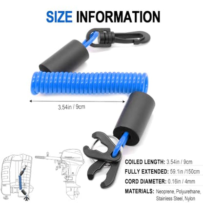 Floatable Boat Kill Switch Lanyard with Backup Key & Flotation Foam - color: Blue