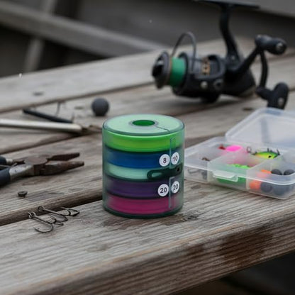 Silicone Fishing Line Spool Organizer Box with Number Stickers for Tackle Storage and Gear Organization - size: 3.54 x 2.44 x 0.47 in