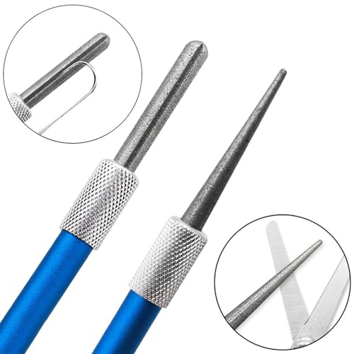 Wolfride 2Pcs Serrated Knife Sharpener, Retractable Diamond Sharpening Rod Multifunctional Knife Sharpening Tool for Outdoor Kitchen Fishing Hunting