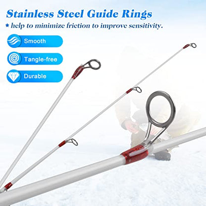 Ice Fishing Rod, 23" Ultralight Fast Action Spinning Rods Portable Ice Fishing Pole Winter Ice Fishing Gear for Walleye Perch Panfish Bluegill