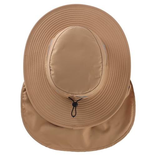 Connectyle UPF 50+ Wide Brim Sun Hat for Men Women UV Protection Fishing Hat with Neck Flap Outdoor Safari Bucket Hiking Hats - color: Dark Khaki