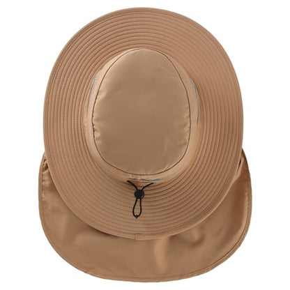 Connectyle UPF 50+ Wide Brim Sun Hat for Men Women UV Protection Fishing Hat with Neck Flap Outdoor Safari Bucket Hiking Hats - color: Dark Khaki