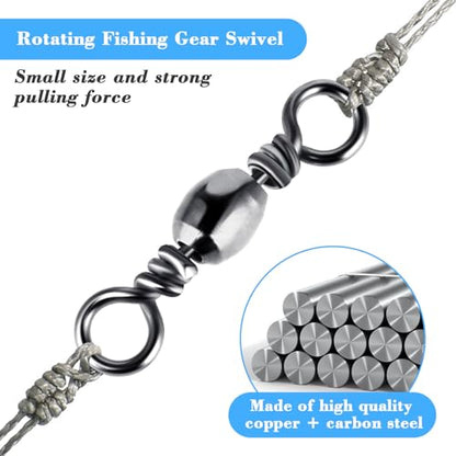 TIESOME 100Pcs Fishing Barrel Swivels, High Strength Carbon Steel Fishing Connector Swivels Freshwater Swivels Steel Hook Line Connector Rolling Fishing Swivels for Freshwater Fishing Accessories