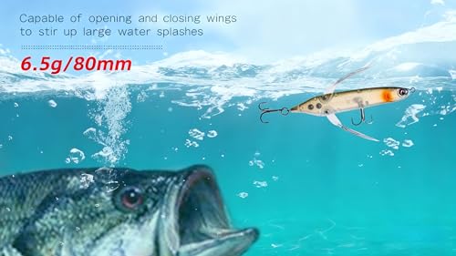 Topwater Crawler Walks On Water Dragonfly Big Bass Blow Ups Great Fishing Gift Great for Freshwater Fishing (Red Head & Silver Body)