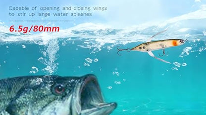 Topwater Crawler Walks On Water Dragonfly Big Bass Blow Ups Great Fishing Gift Great for Freshwater Fishing (Red Head & Silver Body)