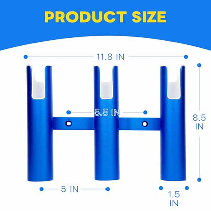 Aluminium Fishing Rod Holders for Boat, Wall-Mounted Fishing Pole Roof Rod Rack,Surf Fishing Rod Holder for Truck, Boats & Yacht - color: 3 Tubes Blue