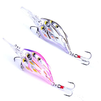 CrankBaits Fishing Lures CrankBait of Bass,Topwater Lures for Freshwater and Saltwater Shallow Water Deep Diving Swimbait,Topwater Bait for Trout Bass Fishing Lure,5pcs/Box