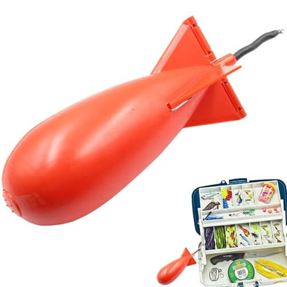 Fishing Bait Feeder | Carp Fishsing Feeder with Rocket Shape | Spod Bombs | Float Lure Bait Holder Container, Spomb Pellet Feeders for Fishing Accessories - color: Red