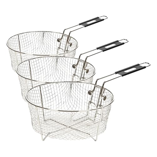 Lodge Silver Deep Fry Basket - Nickel-Plated Steel Deep Fry Basket - 10.25 Inch (Pack of 3) - size: 10.25 Inch (Pack of 3)