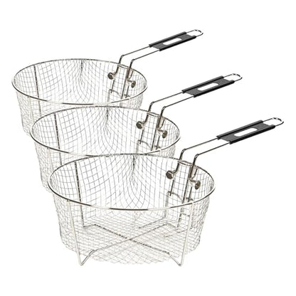 Lodge Silver Deep Fry Basket - Nickel-Plated Steel Deep Fry Basket - 10.25 Inch (Pack of 3) - size: 10.25 Inch (Pack of 3)