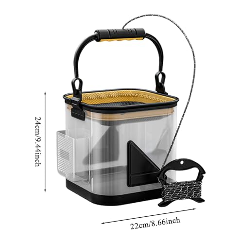 Fishing Bucket - Portable Transparent Fishing Basket, Durable Fish Storage Organizer, Water-Resistant Container | Crappie Saltwater Inshore Pike for Crappie Saltwater Inshore Pike