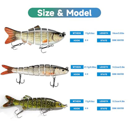 HADORAM Lure Slow Sinking Glide Bait with Fur Tail Lifelike Fishing Tackle for Trout Shad Bass Musky - color: Mixed 9-Piece Set