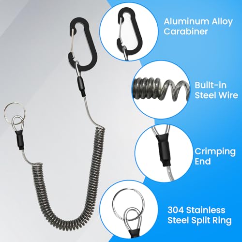 Retractable Safety Lanyards Coiled Lanyard with Aluminum Hook and Quick Release Buckle Lanyard Safe Tool for Fishing Kayaking Keys - color: 5Pcs