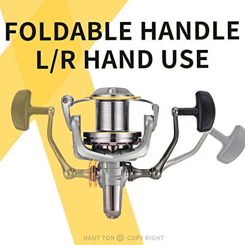 HAUT TON Spinning Reel 8000/9000/10000/12000/14000,6+1BB Metal Surf Fishing Reels,4.8:1 Gear Ratio 55lbs Drag Heavy Long Casting Inshore Saltwater Monster Fish - size: 12000, style: Ht-ngk