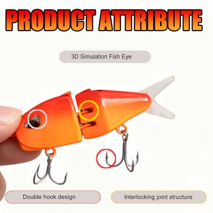 2Pcs Mini Glide Bait for Bass Fishing,Slow Sinking Fishing Lure,Freshwater Saltwater Multi Jointed Swimbait Wobbler,for Amazing Fishing Gear Gifts for Family - color: Red