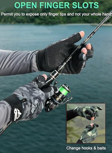 SUJAYU Fishing Gloves Men & Women, Ice Fishing Gear Hunting Gloves for Men Cold Weather, Kayak Gloves Fly Fishing Gear Cold Weather Hunting Gear - color: Camo Grey, size: X-Large